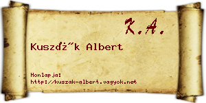Kuszák Albert névjegykártya
